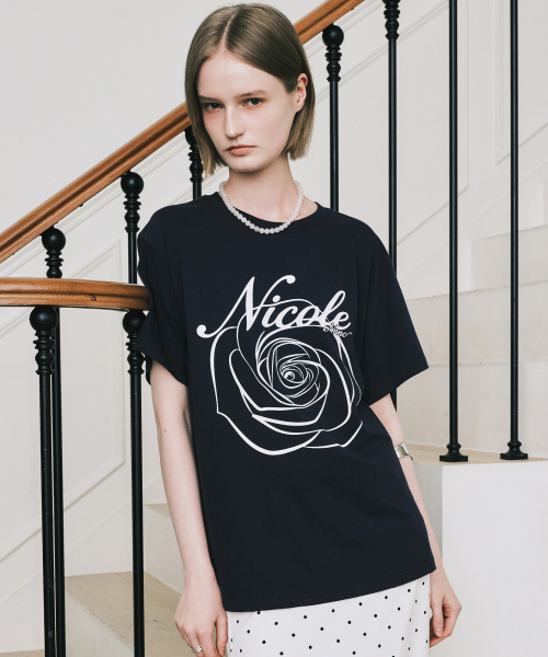 NICK&NICOLE(ニックアンドニコール)の「NICOLE ROSE SLEEVE TOP_NAVY WHITE(Tシャツ/カットソー・レディース・その他・MEDIUM/LARGE)」の2枚目の写真