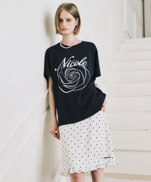 NICK&NICOLE(ニックアンドニコール)の「NICOLE ROSE SLEEVE TOP_NAVY WHITE(Tシャツ/カットソー・レディース・その他・MEDIUM/LARGE)」の3枚目の写真