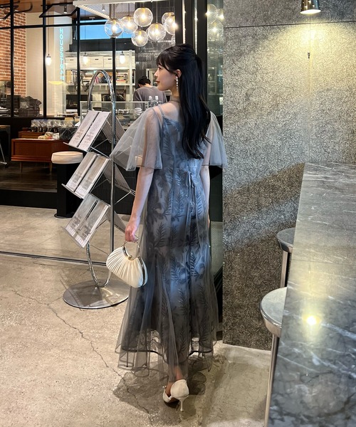 Leja(レジャ)の「【LEJA】バックリボンスパンコールシアーワンピースセットオケージョンドレス(ドレス・レディース・ブラック/グレー・MEDIUM/SMALL)」の13枚目の写真