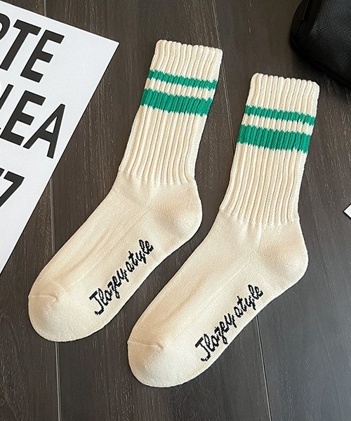 VIBGYOR（ヴィブジョー）の「EK592/メンズ肉厚ラインクルーソックス/靴下(NEZ)（ソックス/靴下・メンズ・ブラック/ブルー/ホワイト/グリーン/レッド/イエロー・FREE）」の13枚目の写真