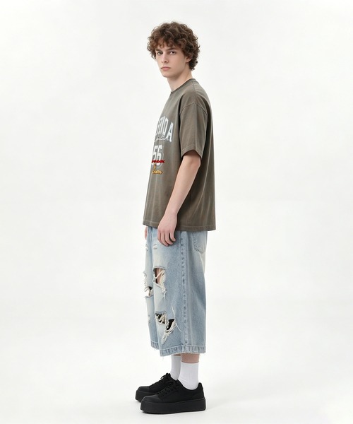 HOOK(フック)の「HOOK カレッジ × ナンバリング ウォッシュ オーバーサイズT (SS)(Tシャツ/カットソー・メンズ・ブラウン/ベージュ/ブラック・L/M)」の14枚目の写真
