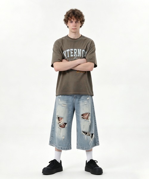 HOOK(フック)の「HOOK カレッジ × ナンバリング ウォッシュ オーバーサイズT (SS)(Tシャツ/カットソー・メンズ・ブラウン/ベージュ/ブラック・L/M)」の16枚目の写真