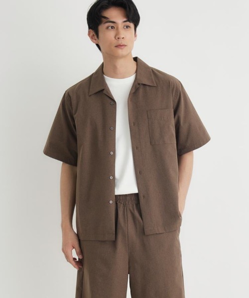 Right-on(ライトオン)の「PLUS ONE(プラスワン)メッシュ織り半袖シャツ(シャツ/ブラウス・メンズ・ブルー/ダークグレー/ブラウン・S/M/L/XL)」の3枚目の写真