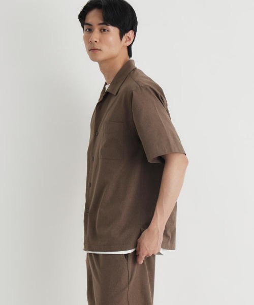 Right-on(ライトオン)の「PLUS ONE(プラスワン)メッシュ織り半袖シャツ(シャツ/ブラウス・メンズ・ブルー/ダークグレー/ブラウン・S/M/L/XL)」の4枚目の写真