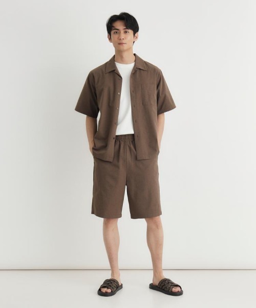 Right-on(ライトオン)の「PLUS ONE(プラスワン)メッシュ織り半袖シャツ(シャツ/ブラウス・メンズ・ブルー/ダークグレー/ブラウン・S/M/L/XL)」の7枚目の写真