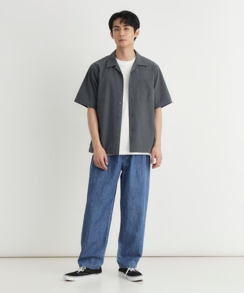 Right-on(ライトオン)の「PLUS ONE(プラスワン)メッシュ織り半袖シャツ(シャツ/ブラウス・メンズ・ブルー/ダークグレー/ブラウン・S/M/L/XL)」の9枚目の写真