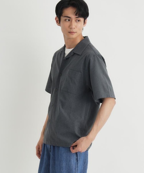 Right-on(ライトオン)の「PLUS ONE(プラスワン)メッシュ織り半袖シャツ(シャツ/ブラウス・メンズ・ブルー/ダークグレー/ブラウン・S/M/L/XL)」の11枚目の写真