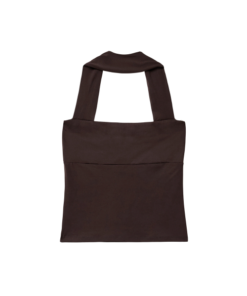 WOOALONG(ウアロン)の「Active shirring halter neck sleeveless -BROWN(Tシャツ/カットソー・レディース・ブラウン・SMALL/MEDIUM)」の2枚目の写真