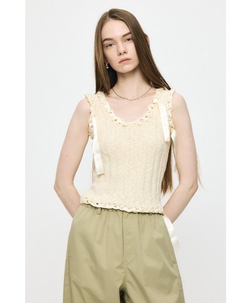 MOUSSY（マウジー）の「BRAID KNIT タンクトップ（タンクトップ・レディース・ブラック/ピンク/アイボリー・FREE）」の8枚目の写真