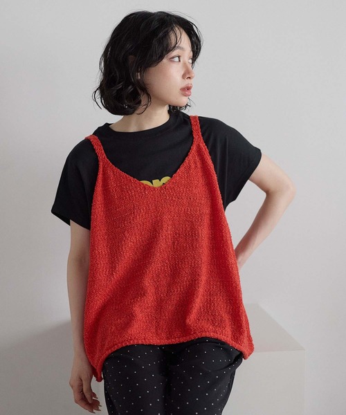 HEART MARKET(ハートマーケット)の「テープヤーンニットキャミベスト(ベスト・レディース・グレー/ブラウン/ブラック/ナチュラル/チャコール/マスタード/オレンジ・FREE)」の7枚目の写真