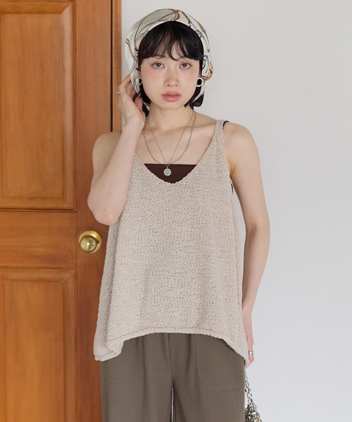 HEART MARKET(ハートマーケット)の「テープヤーンニットキャミベスト(ベスト・レディース・グレー/ブラウン/ブラック/ナチュラル・FREE)」の5枚目の写真