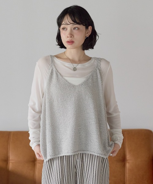 HEART MARKET(ハートマーケット)の「テープヤーンニットキャミベスト(ベスト・レディース・グレー/ブラウン/ブラック/ナチュラル・FREE)」の11枚目の写真