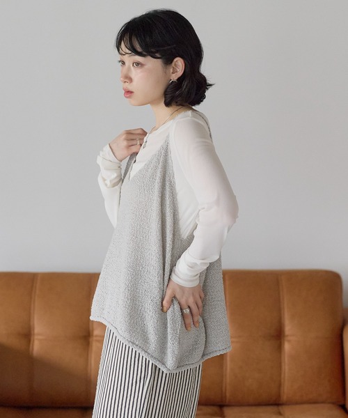 HEART MARKET(ハートマーケット)の「テープヤーンニットキャミベスト(ベスト・レディース・グレー/ブラウン/ブラック/ナチュラル・FREE)」の12枚目の写真