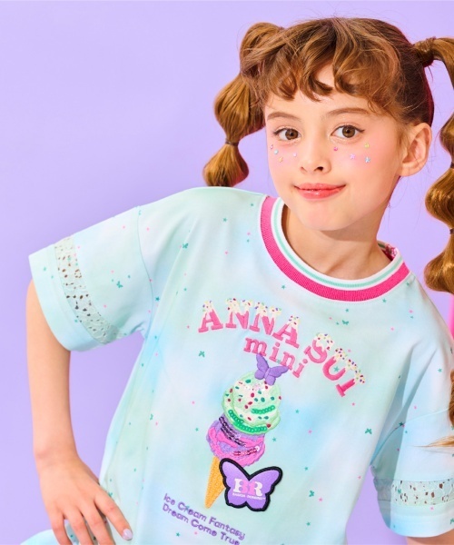 ANNA SUI mini（アナスイ・ミニ）の「【サーティワン アイスクリーム】総柄Tシャツ【接触冷感・UVカット】（Tシャツ/カットソー・キッズ・エメラルド/ラベンダー・M(115-125cm)/L(130-140cm)/L 155-165cm/L(145-155cm)）」の14枚目の写真