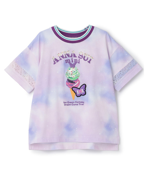ANNA SUI mini（アナスイ・ミニ）の「【サーティワン アイスクリーム】総柄Tシャツ【接触冷感・UVカット】（Tシャツ/カットソー・キッズ・エメラルド/ラベンダー・M(115-125cm)/L(130-140cm)/L 155-165cm/L(145-155cm)）」の4枚目の写真