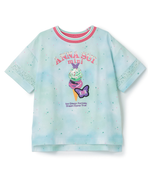 ANNA SUI mini（アナスイ・ミニ）の「【サーティワン アイスクリーム】総柄Tシャツ【接触冷感・UVカット】（Tシャツ/カットソー・キッズ・エメラルド/ラベンダー・M(115-125cm)/L(130-140cm)/L 155-165cm/L(145-155cm)）」の5枚目の写真