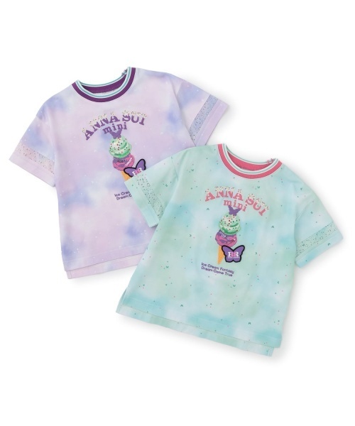 ANNA SUI mini（アナスイ・ミニ）の「【サーティワン アイスクリーム】総柄Tシャツ【接触冷感・UVカット】（Tシャツ/カットソー・キッズ・エメラルド/ラベンダー・M(115-125cm)/L(130-140cm)/L 155-165cm/L(145-155cm)）」の10枚目の写真