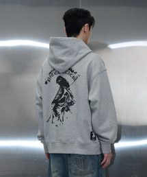 BACK PRINTING LOGO HOODIE (MELANGE GREY)