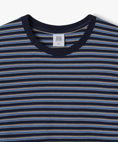 WEST GRAND BOULEVARD(ウエストグランドブルバード)の「セミオーバーマルチストライプリンガーティーシャツ ROYAL BLUE(Tシャツ/カットソー・メンズ・その他・MEDIUM/LARGE/X-LARGE)」の3枚目の写真