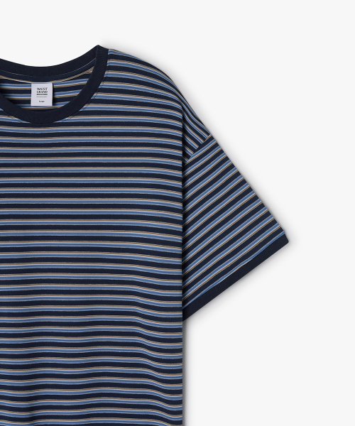 WEST GRAND BOULEVARD(ウエストグランドブルバード)の「セミオーバーマルチストライプリンガーティーシャツ ROYAL BLUE(Tシャツ/カットソー・メンズ・その他・MEDIUM/LARGE/X-LARGE)」の4枚目の写真
