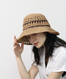 THE CELL.（ザセルドット）の「配色ラタン　ウェーブクロシェハット　BICOLOR RATTAN WAVE CROCHET HAT（ハット）」