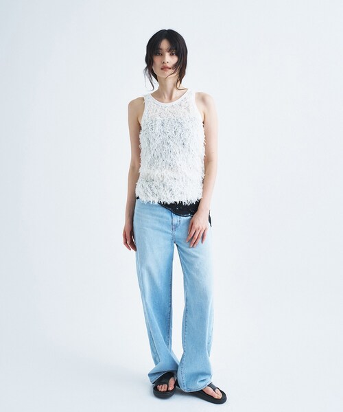 CODE A（コードエー）の「IRONING｜feather tulle tank（タンクトップ・レディース・オフホワイト・00）」の4枚目の写真