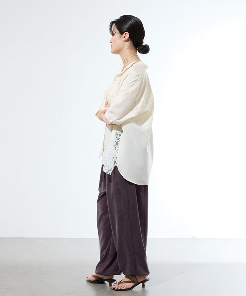 IENA(イエナ)の「《一部店舗限定》フィブリルジャージードロストイージーパンツ(その他パンツ・レディース・ブラウン/ブラック・36/38)」の4枚目の写真
