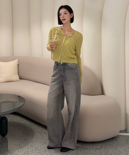 MIND BRIDGE WOMEN（マインドブリッジウーマン）の「[W]カーブドワイドグレー デニムパンツ（デニムパンツ・レディース・グレー・55/66/77）」の2枚目の写真