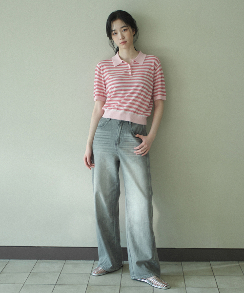 MIND BRIDGE WOMEN（マインドブリッジウーマン）の「[W]カーブドワイドグレー デニムパンツ（デニムパンツ・レディース・グレー・55/66/77）」の3枚目の写真