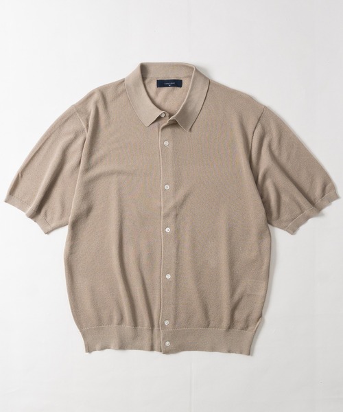 JOHN'S CLOSET（ジョンズクローゼット）の「【s】ルーズシルエット ドライタッチ鹿の子 ポロ襟付きカーディガン 接触冷感/透かし編み（カーディガン/ボレロ・メンズ・グレイッシュベージュ/ブラック/チャコールグレー・MEDIUM/LARGE）」の16枚目の写真