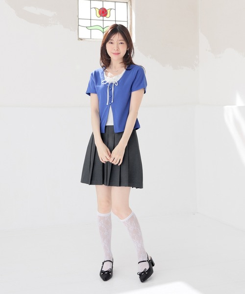 Honeys（ハニーズ）の「【ＵＶカット】レイヤード風トップス（Tシャツ/カットソー・レディース・ブラウン/ブルー/ブラック/レッド/グレー・L/M/S）」の10枚目の写真