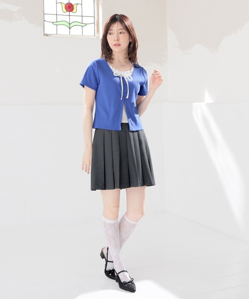 Honeys（ハニーズ）の「【ＵＶカット】レイヤード風トップス（Tシャツ/カットソー・レディース・ブラウン/ブルー/ブラック/レッド/グレー・L/M/S）」の11枚目の写真