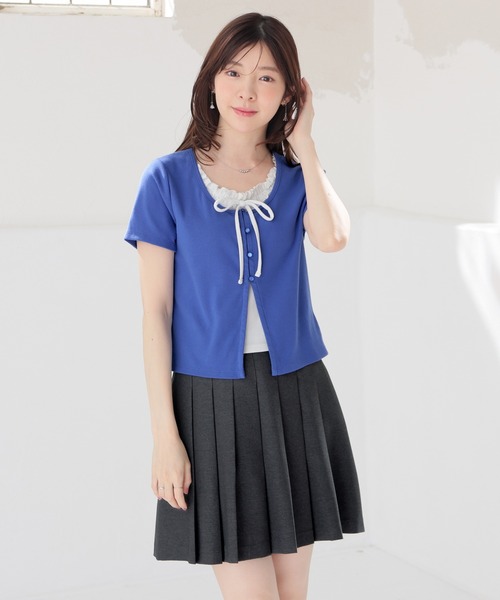 Honeys（ハニーズ）の「【ＵＶカット】レイヤード風トップス（Tシャツ/カットソー・レディース・ブラウン/ブルー/ブラック/レッド/グレー・L/M/S）」の12枚目の写真