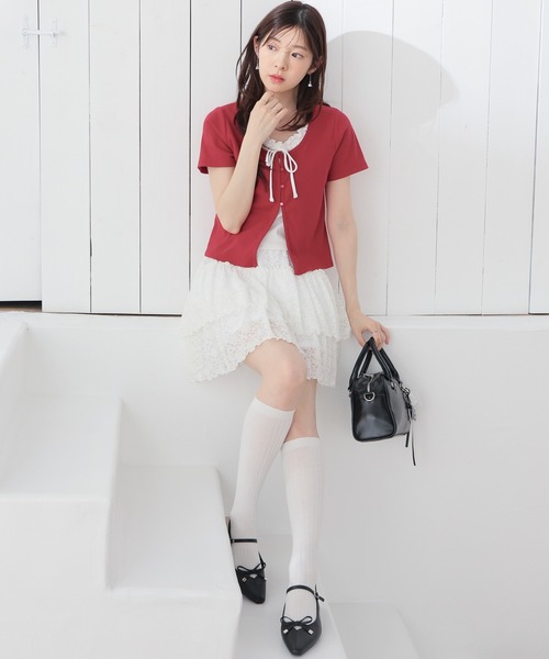 Honeys（ハニーズ）の「【ＵＶカット】レイヤード風トップス（Tシャツ/カットソー・レディース・ブラウン/ブルー/ブラック/レッド/グレー・L/M/S）」の14枚目の写真