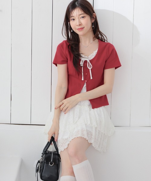 Honeys（ハニーズ）の「【ＵＶカット】レイヤード風トップス（Tシャツ/カットソー・レディース・ブラウン/ブルー/ブラック/レッド/グレー・L/M/S）」の15枚目の写真