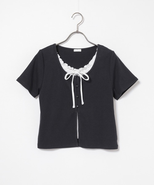Honeys（ハニーズ）の「【ＵＶカット】レイヤード風トップス（Tシャツ/カットソー・レディース・ブラウン/ブルー/ブラック/レッド/グレー・L/M/S）」の20枚目の写真