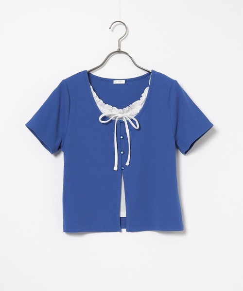 Honeys（ハニーズ）の「【ＵＶカット】レイヤード風トップス（Tシャツ/カットソー・レディース・ブラウン/ブルー/ブラック/レッド/グレー・L/M/S）」の22枚目の写真