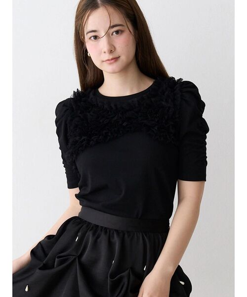 CALNAMUR(カルナムール)の「チュールフリルトップス(Tシャツ/カットソー・レディース・ブラック/ホワイト/ピンク・FREE)」の11枚目の写真