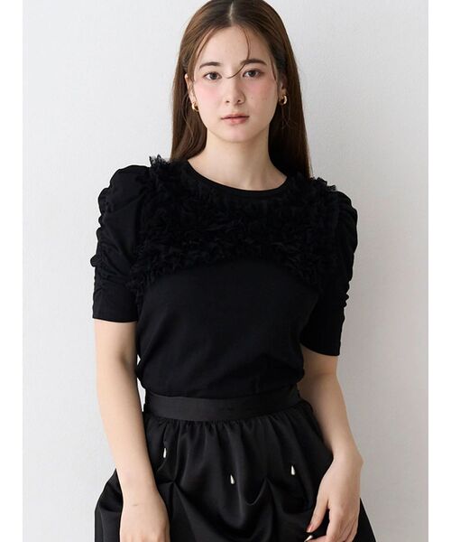 CALNAMUR(カルナムール)の「チュールフリルトップス(Tシャツ/カットソー・レディース・ブラック/ホワイト/ピンク・FREE)」の4枚目の写真