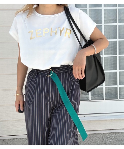 Q(キュー)の「ピンストライプDカンベルトパンツ(その他パンツ・レディース・グレー系/ネイビー系・MEDIUM)」の9枚目の写真