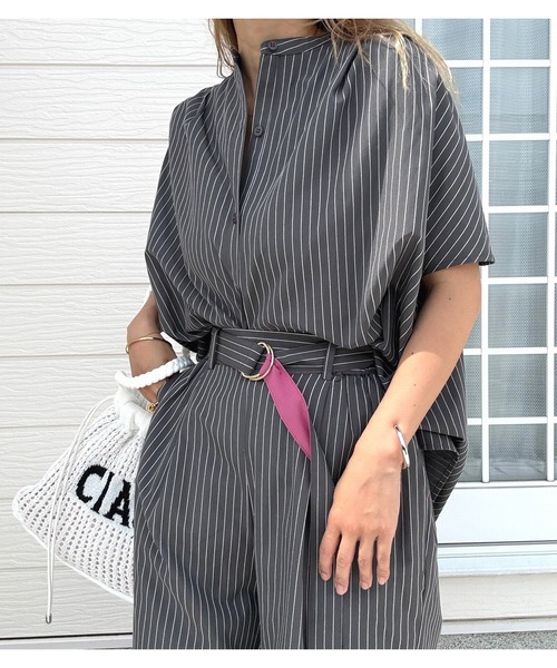 Q(キュー)の「ピンストライプDカンベルトパンツ(その他パンツ・レディース・グレー系/ネイビー系・MEDIUM)」の20枚目の写真