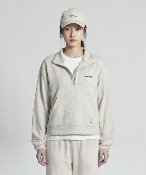 SLOUPLAY(スロープレイ)の「グリニッチ ハーフジップ スウェットシャツ(オートミール)(スウェット・レディース・オートミール・FREE/LARGE)」の4枚目の写真