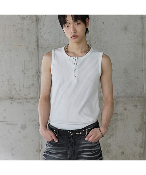 MUSINSA｜ムシンサのTシャツ/カットソー（ホワイト/白色系・袖なし 