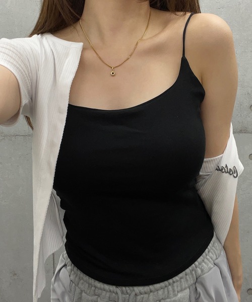 ROGER AND RAW（ロジャーアンドロウ）の「[カップ付き] スパゲッティストラップキャミソール（キャミソール・レディース・ホワイト/ブラック/グレー/ブルー・FREE）」の6枚目の写真
