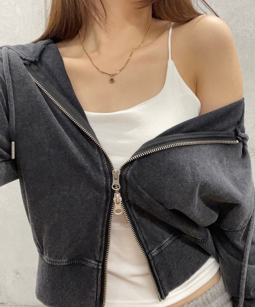 ROGER AND RAW（ロジャーアンドロウ）の「[カップ付き] スパゲッティストラップキャミソール（キャミソール・レディース・ホワイト/ブラック/グレー/ブルー・FREE）」の17枚目の写真