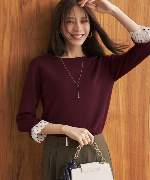 ANY SIS（エニィスィス）の「レースポイント プルオーバー（ニット/セーター・レディース・ブラック系・X-SMALL）」の2枚目の写真