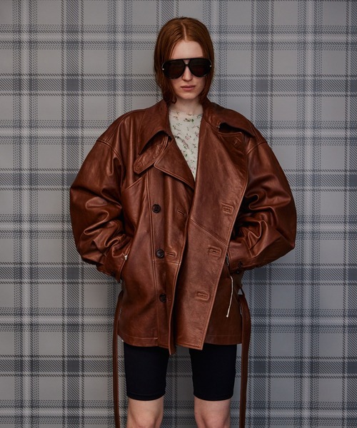MAISON SPECIAL（メゾンスペシャル）の「【2026Autumn PRE-ORDER】Leather Short Trench Coat/レザーショートトレンチコート（トレンチコート・レディース・ブラウン/ブラック・FREE）」の11枚目の写真