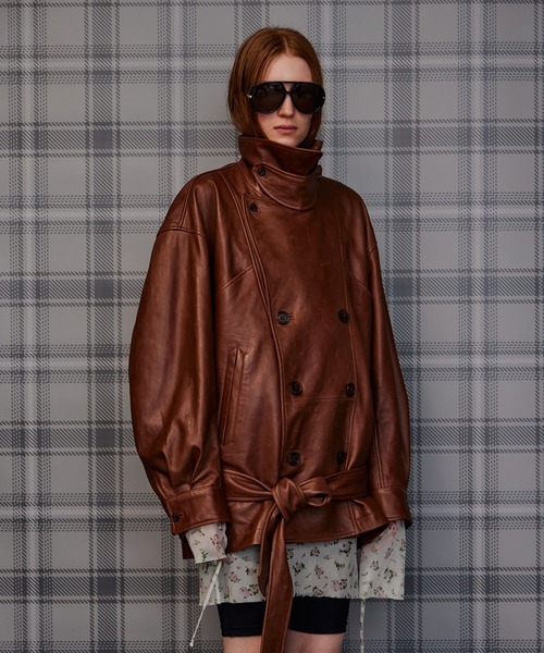 MAISON SPECIAL（メゾンスペシャル）の「【2026Autumn PRE-ORDER】Leather Short Trench Coat/レザーショートトレンチコート（トレンチコート・レディース・ブラウン/ブラック・FREE）」の12枚目の写真