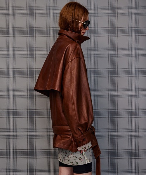 MAISON SPECIAL（メゾンスペシャル）の「【2026Autumn PRE-ORDER】Leather Short Trench Coat/レザーショートトレンチコート（トレンチコート・レディース・ブラウン/ブラック・FREE）」の13枚目の写真