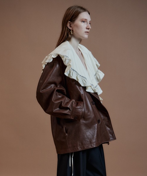 MAISON SPECIAL（メゾンスペシャル）の「【2026Autumn PRE-ORDER】Leather Short Trench Coat/レザーショートトレンチコート（トレンチコート・レディース・ブラウン/ブラック・FREE）」の16枚目の写真